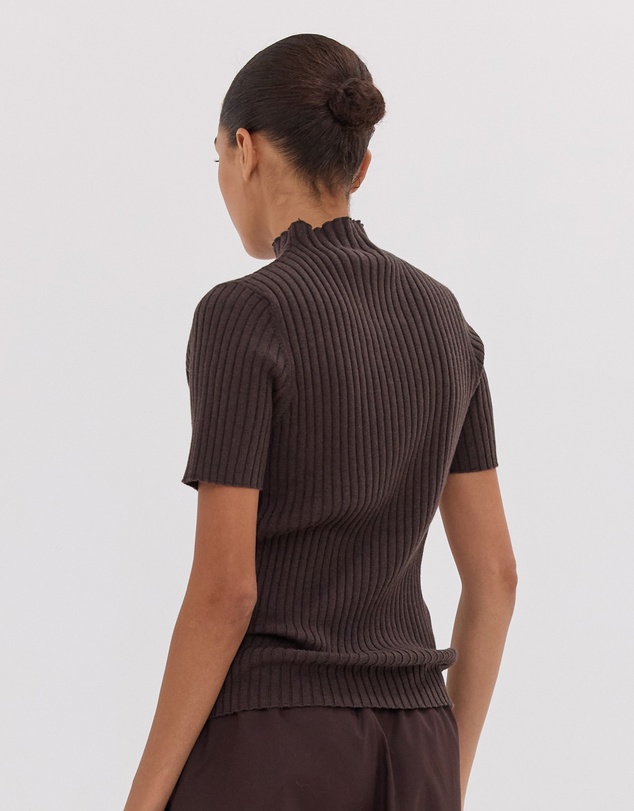Cloth & Co. - The Rib Funnel Tee | Brazil Nut