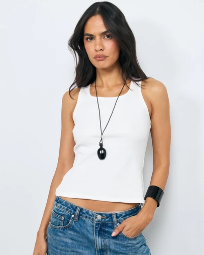 AERE - Cotton Ribbed Scoop Tank