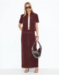 Dazie - Bailey Faux Suede Midi Skirt