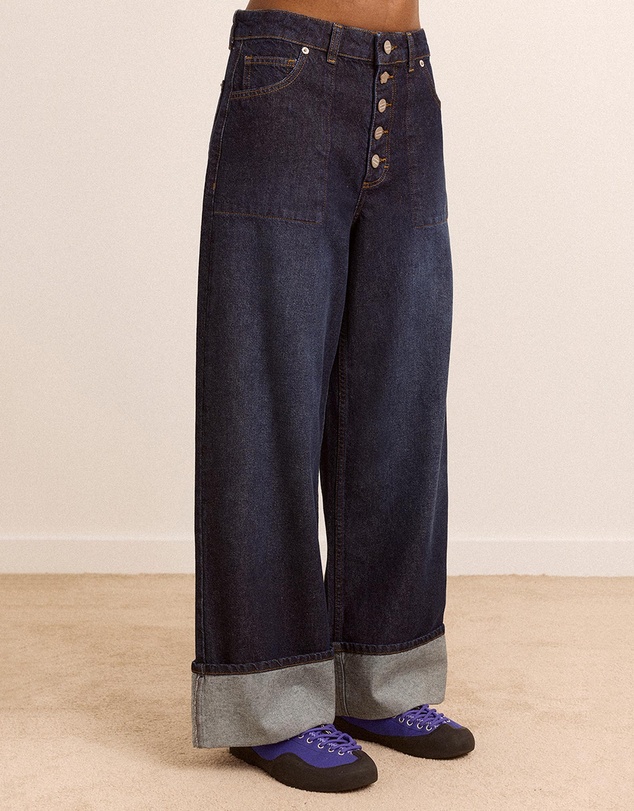 Damson Madder - Gigi Baggy Wide Turn-Up Jeans