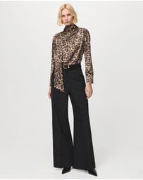 M.N.G - Animal-Print Blouse With Scarf