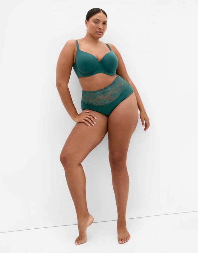 City Chic - Plus size Smooth & Chic Cotton T-Shirt Bra - deep teal