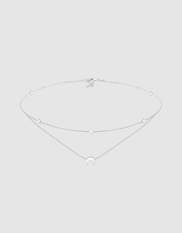 Elli Jewelry - Necklace Choker Layer Crescent Astro 925 Sterling Silver