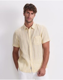 Sportscraft - Stripe Short Sleeve Linen Shirt