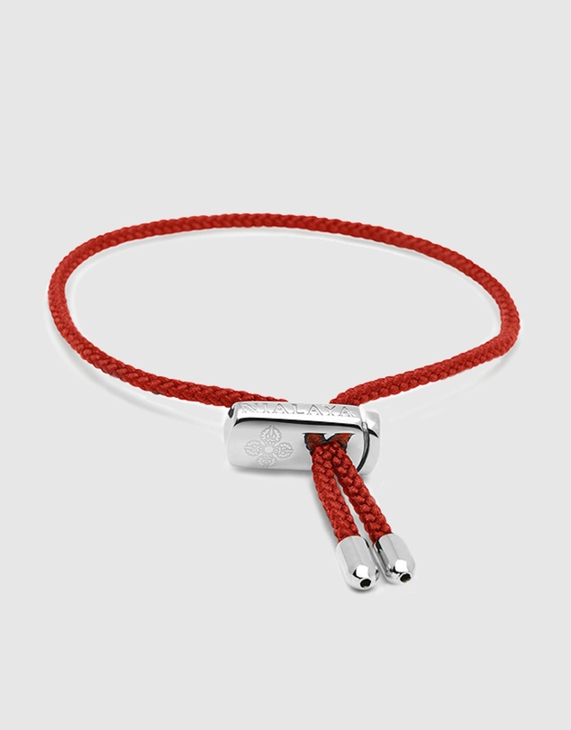 Nialaya Jewellery - Men's Red String Bracelet With Adjustable Silver Lock