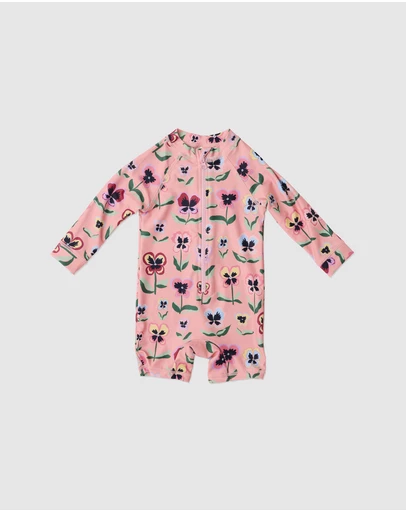 Kip&Co - Pretty Pansy Long Sleeve Zip Bathers - Babies