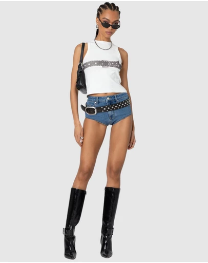 EDIKTED - Super Micro High Rise Denim Shorts