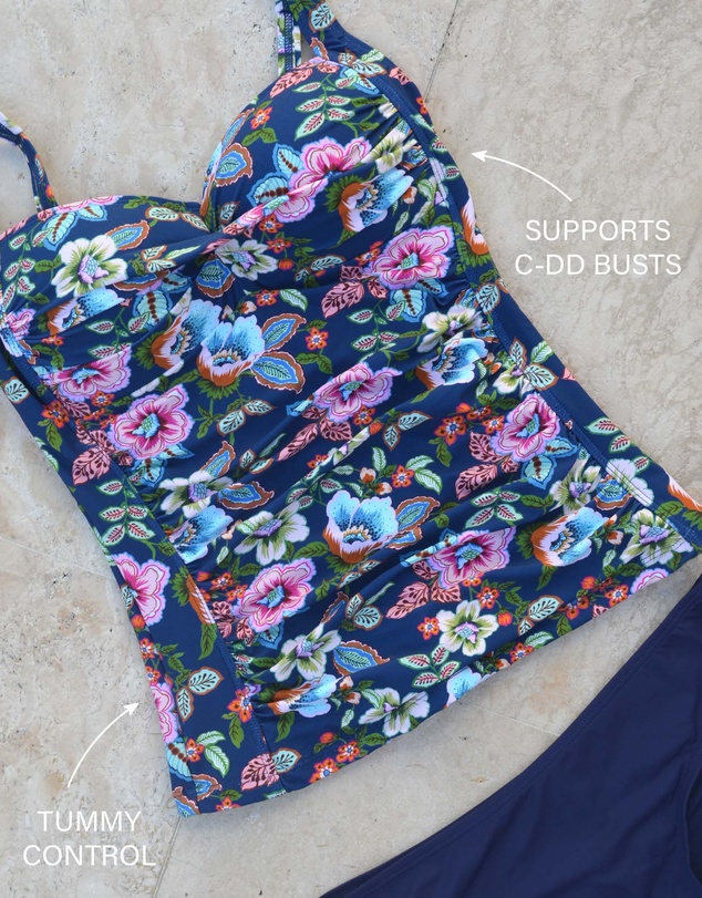 Nip Tuck Swim - Garden Gate Joanne Multifit Ruched Front Tankini Top