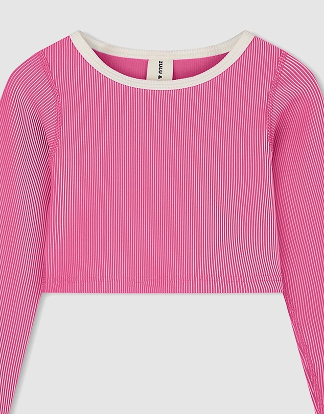 Zulu & Zephyr Mini - Mini Stripe Rib Crop Rashie - Kids-Teens