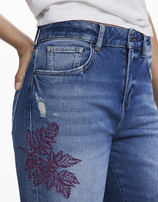 Desigual - Embroidered culotte jeans