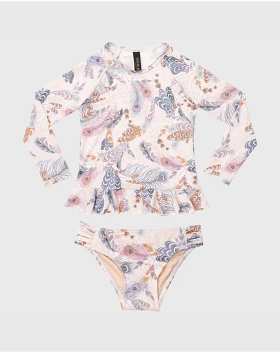 Aqua Blu Kids - Plumeria Long Sleeve Rash Vest Set - Kids
