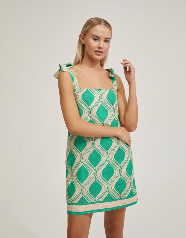 Oxford - Emily Linen Blend Printed Dress