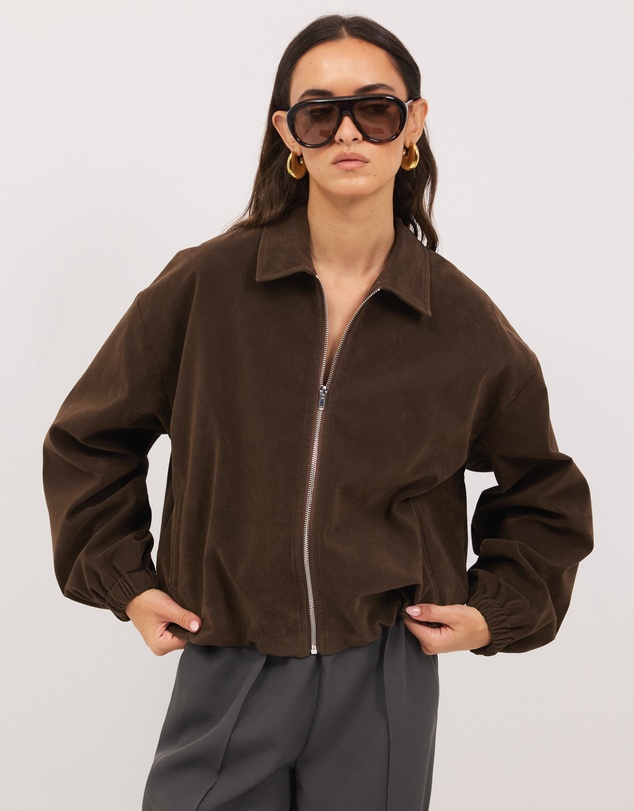 Calli - Hayden Faux Suede Bomber Jacket