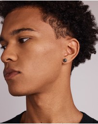 Michael Hill - 0.23 Carat TW Black Diamond Cluster Hexagon Men's Stud Earring in Oxidised Sterling Silver