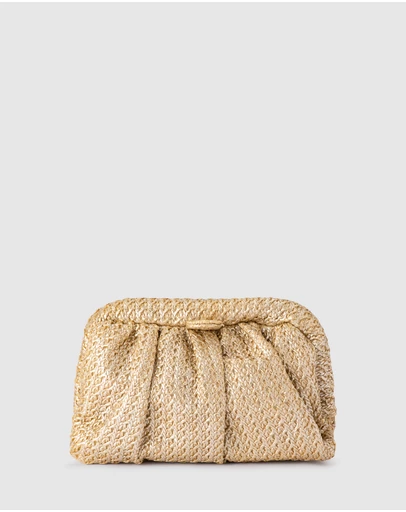 Olga Berg - Stevie Pleated Woven Clutch