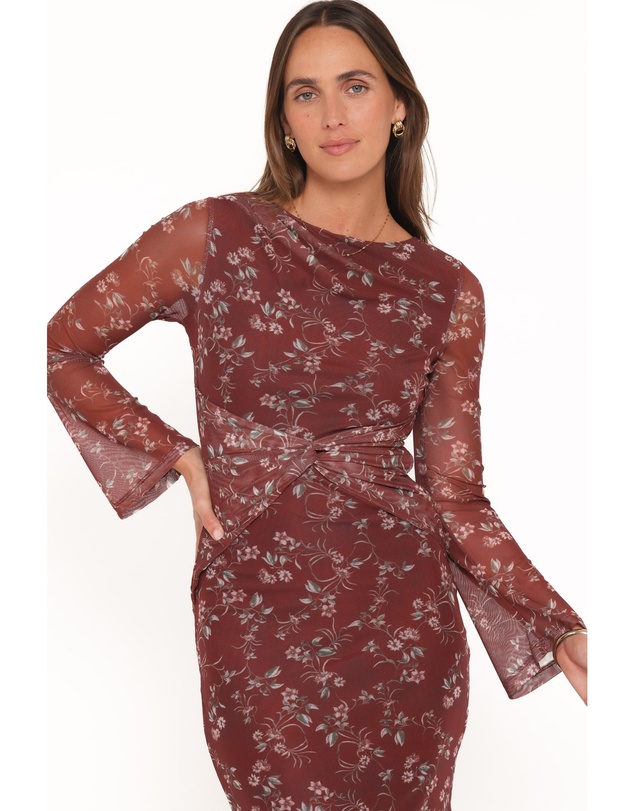 Petal & Pup - Nash Long Sleeve Dress - Rust Floral