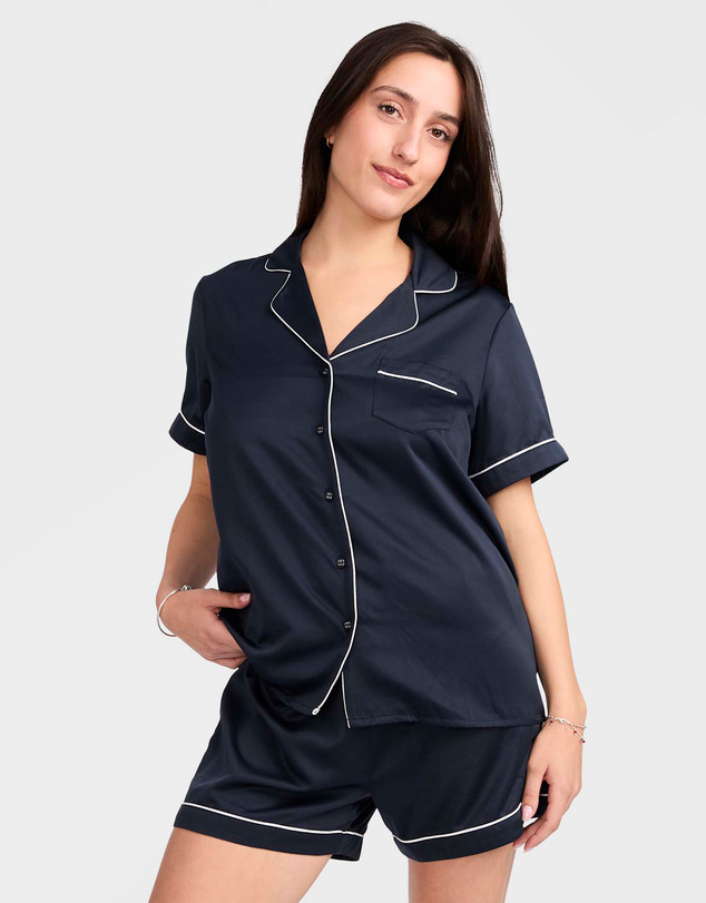 Mitch Dowd - Mitchdowd Navy Satin Pyjama Set