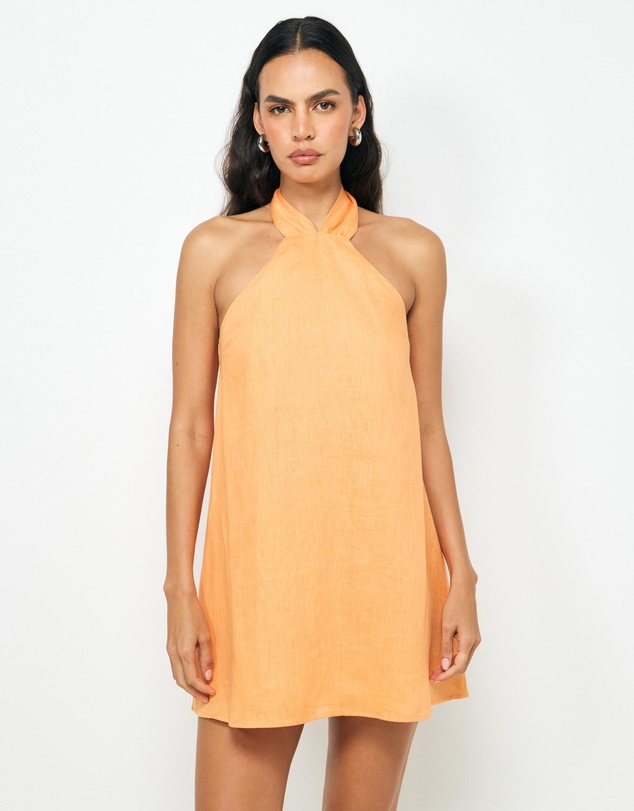 AERE - Kyla Tie Back Linen Mini Dress