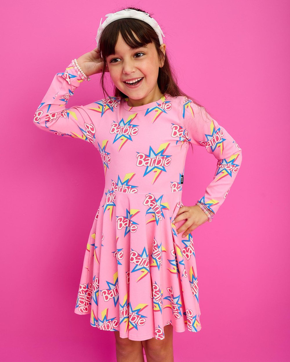 Barbie Throwback Long Sleeve Waisted Dress - ICONIC EXCLUSIVE - Kids by  Rock Your Kid Online | THE ICONIC | Australia