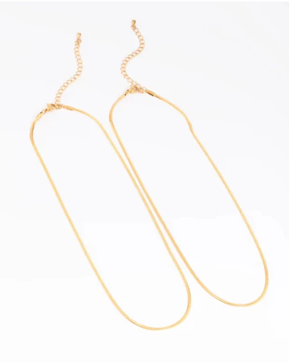 Lovisa - Waterproof Gold Plated Stainless Steel Fine Chain Necklace 2-Pack