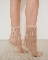 High Heel Jungle - Stevie Metallic Lurex Socks With Glitter Fringe