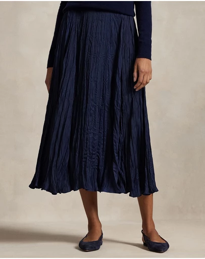 Polo Ralph Lauren - Crinkled Satin A-Line Skirt - The ICONIC Exclusive
