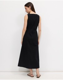 Calli - Matt Cotton Twill Midi Dress