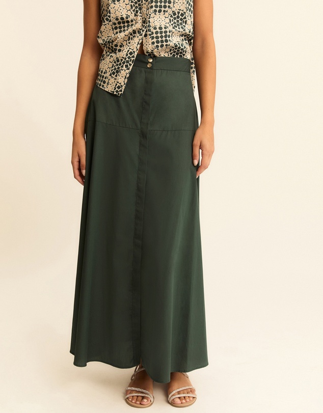 Emme - Dark Green Cotton Popeline Skirt