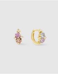 Wanderlust + Co - Rainbow Gem Gold 7mm Baby Huggie Earrings