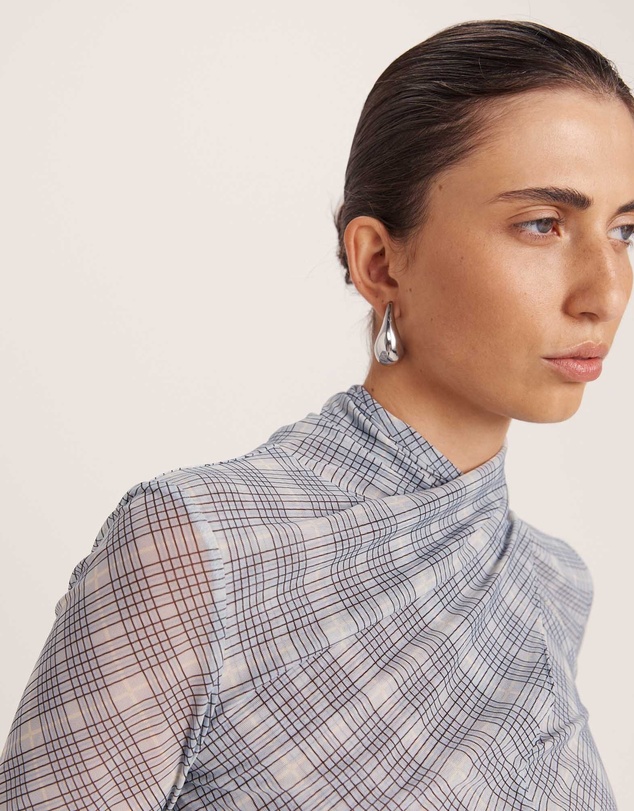 SABA - Astrid Check Mesh Long Sleeve Top