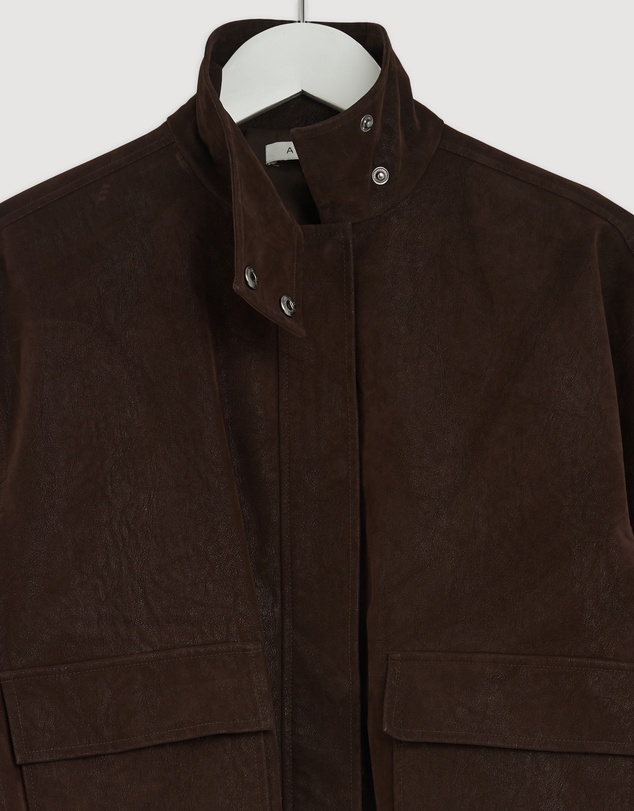 Revibe - Repaired AERE Ines Suede Look Funnel Neck Jacket - AU 6