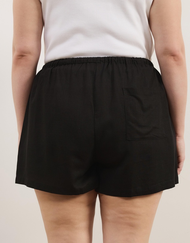 Atmos&Here Curvy - Tenley Drawstring Linen Blend Shorts