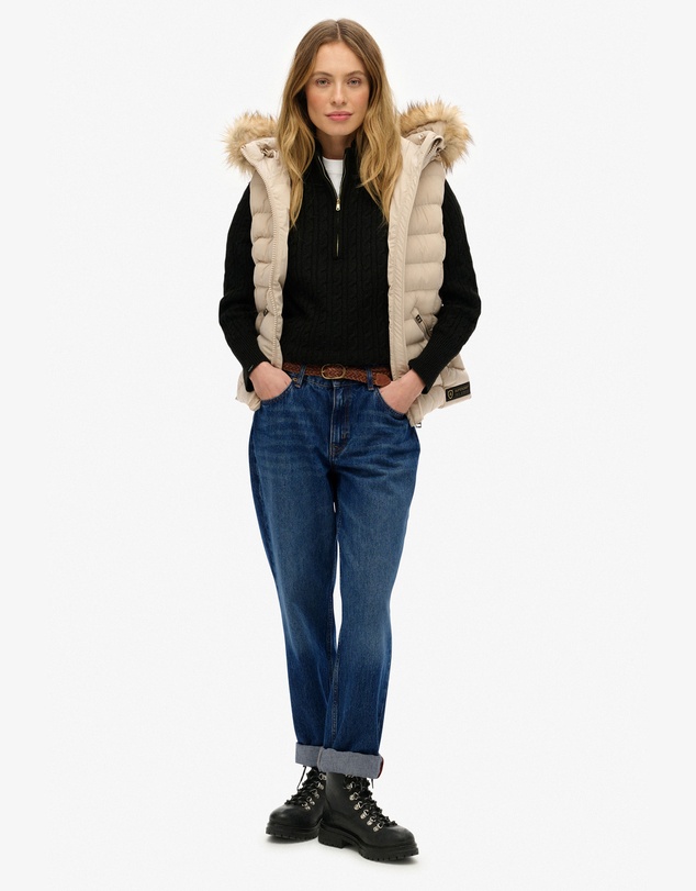 Superdry - Fuji Faux Fur Hooded Slim Fit Gilet