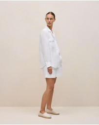 Trenery - Linen Pocket Detail Long Sleeve Shirt in White