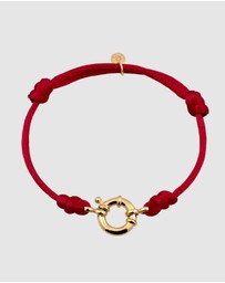 Elli Jewelry - Bracelet Women Satin Ribbon Red 925 Sterling Silver Gold Plated