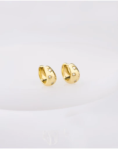 Wanderlust + Co - Teardrop Constellation 7mm Baby Huggie Earrings