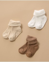 Purebaby - 3 Pack Rib Socks -Kids-Babies