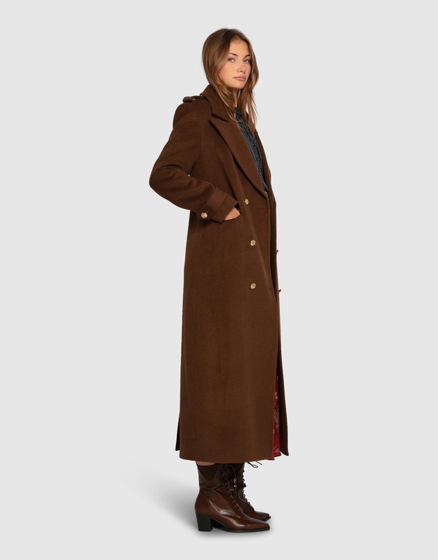 Belle & Bloom - Command Wool Blend Double Breast Maxi Coat