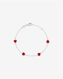 Michael Hill - 19cm Red Enamel Heart Bracelet in Sterling Silver