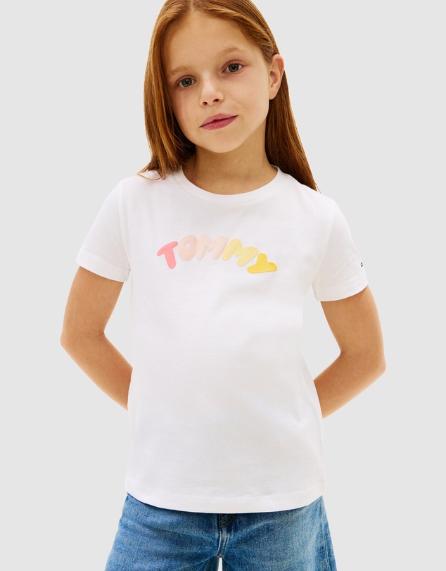 Tommy Hilfiger - Girls Textured Logo Jersey Crew Neck T-Shirt - Teens