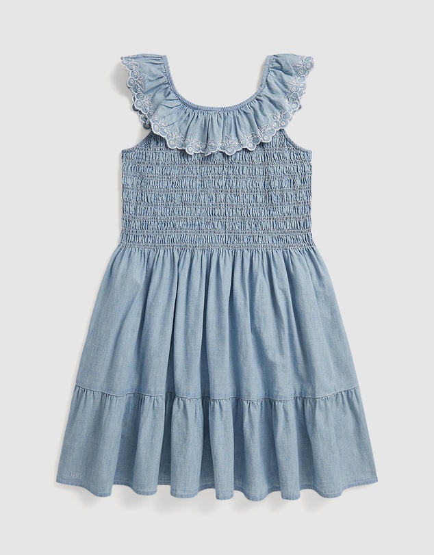 Polo Ralph Lauren - Blueberry-Overlay Indigo Chambray Dress - Kids-Teens