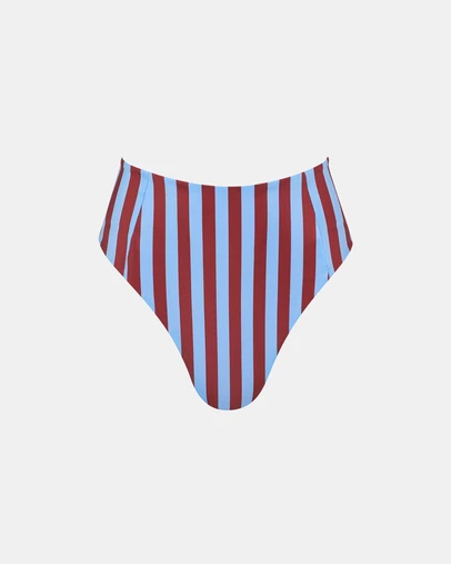 Sol Sana - Calypso High Rise Bikini Bottom Burgendy Stripe