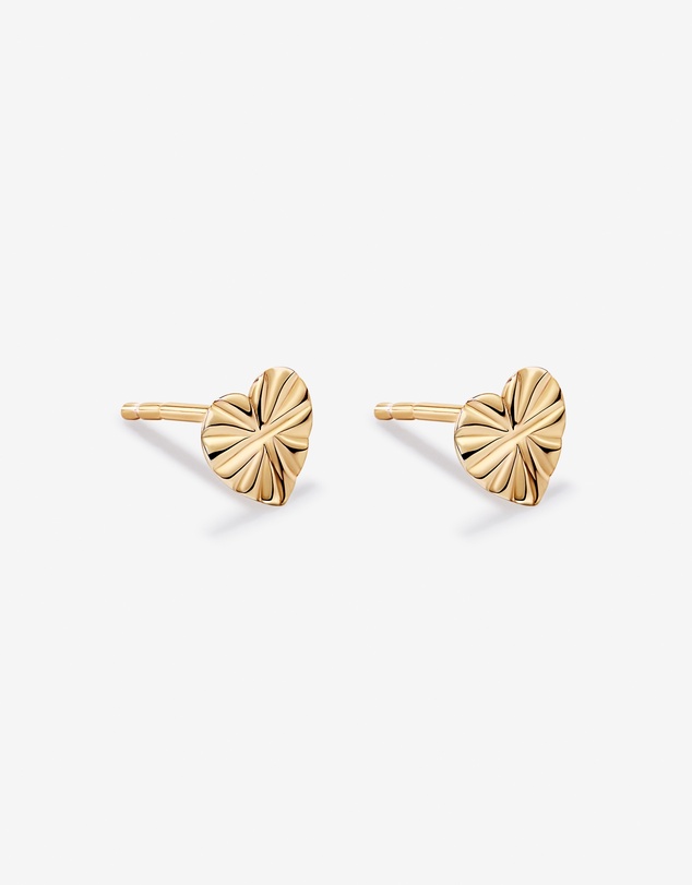 Michael Hill - Textured Heart Stud Earrings in 18kt Vermeil