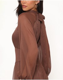 Petal & Pup - Julip Sheer Long Sleeve Maxi Dress - Brown