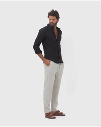 Coast Clothing - Long Sleeve Linen Shirt in Black