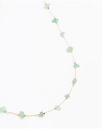 Lovisa - Gold Plated Green Semi-Precious Station Necklace