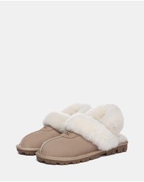 EVERAU - Australian Shepherd Ugg Waffle Fluffy Double Faced Sheepskin Upper House Shoes