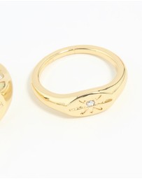 Lovisa - Gold Plated Compass & Star Stacking Rings 4-Pack