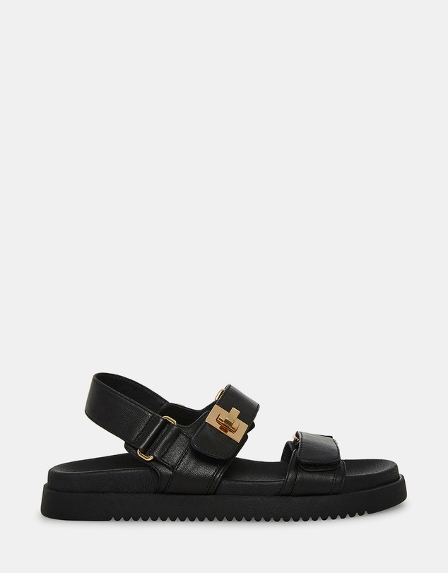 Steve Madden - Mona Black Leather Sandals