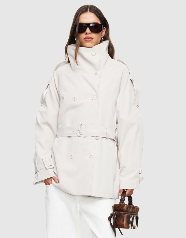 Lioness - Blanc Cropped Trench Coat - ICONIC EXCLUSIVE